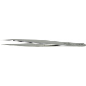 Brucelles en acier carbone nickelé, pointes MM, longueur 125 mm