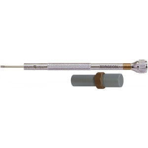 Tournevis d'horloger en laiton chromé, Ø 3.00 mm, avec 2 mèches de rechange en tube plastique