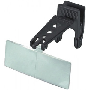 Loupe binoculaire avec attache pour fixation sur lunette de vue, grossissements 1,5 x,  2,5 x et 3,4 x
