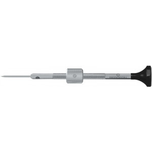 Tournevis d'horloger en acier inox, Ø 1.00 mm, tête ergonomique en matière synthétique POM autolubrifiant, avec tambour