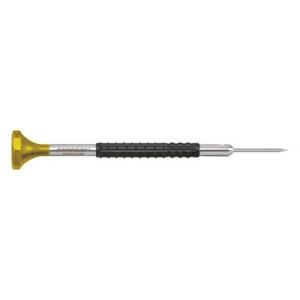 Tournevis d'horloger en acier inox, Ø 0.80 mm,  avec membrane en élastomère, tête ergonomique en matière synthétique POM autolubrifiant