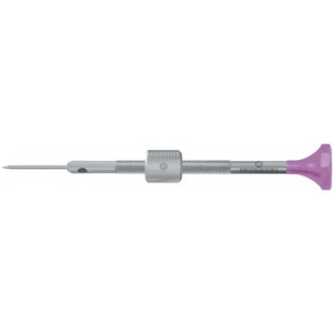 Tournevis d'horloger en acier inox, Ø 1.60 mm, tête ergonomique en matière synthétique POM autolubrifiant, avec tambour