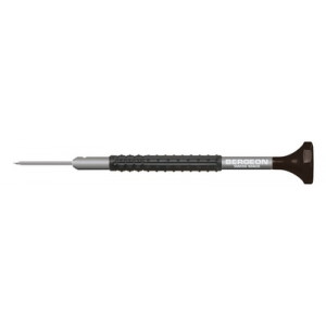 Tournevis d'horloger en aluminium, Ø 1.00 mm,  avec membrane en élastomère, tête ergonomique en matière synthétique POM autolubrifiant