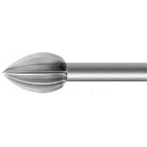 Fraise de forme à denture fine, en acier outil, Ø tige 2.35 mm, longueur 44.5 mm, Ø 5.00 mm