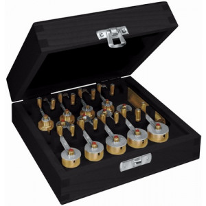 Assortiment de 17 estrapades à droite, avec un manche et les estrapades No 00 à 15 (Ø 5.3 mm à 19 mm), en coffret bois