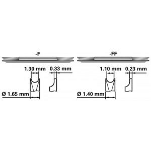 Fourchette de rechange réversible standard, Ø 1.65 / 1.30 mm, épaisseur 0.33 mm