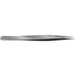 Brucelles en acier carbone Dumont, pointes 0, longueur 120 mm