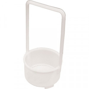 Panier en plastique, rond Ø 80 mm, hauteur 43 mm,avec anse hauteur 17 cm