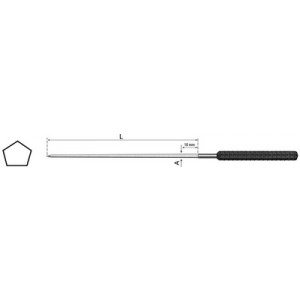 Equarrissoir à 5 pans avec manche PVC, longueur 56 mm, Ø 1.40 mm, en paquet de 12 pièces