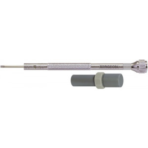 Tournevis d'horloger en laiton chromé, Ø 1.40 mm, avec 2 mèches de rechange en tube plastique