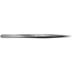 Brucelles en acier carbone Dumont, pointes SS, longueur 135 mm