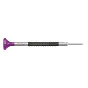 Tournevis d'horloger en acier inox, Ø 1.60 mm,  avec membrane en élastomère, tête ergonomique en matière synthétique POM autolubrifiant