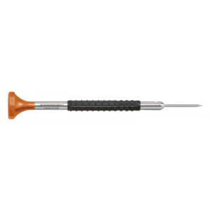 Tournevis d'horloger en acier inox, Ø 0.50 mm,  avec membrane en élastomère, tête ergonomique en matière synthétique POM autolubrifiant