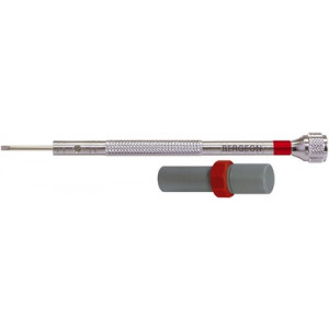 Tournevis d'horloger en laiton chromé, Ø 1.20 mm, avec 2 mèches de rechange en tube plastique