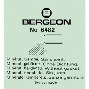 Verre de montre minéral, trempé, plat, sans joint, Ø 1.66 mm