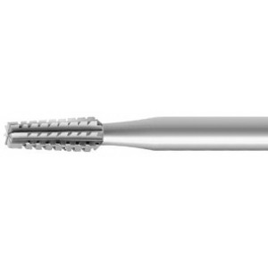 Fraise de forme à grosse denture, en acier outil, Ø tige 2.35 mm, longueur 44.5 mm, Ø 1.00 mm