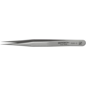 Brucelles B-ANTIMAG en acier antimagnétique, finition soignée, pointes S, bonne résistance aux acides et à la corrosion, longueur 120 mm