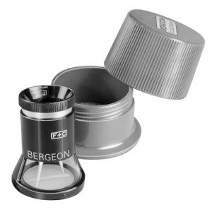 Loupe technique aplanétique, avec échelle de 0 à 15 mm, grossissement 8 x, avec boîte en bakélite