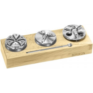 Assortiment de 3 mandrins sur socle bois