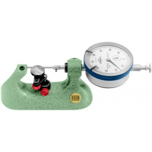 Micromètre-comparateur horizonal, avec table réglable Ø 18 mm en acier trempé rectifié, palpeur cylindrique 2.00 mm, comparateur avec lecture à cadran 0.01 mm, capacité 10 mm