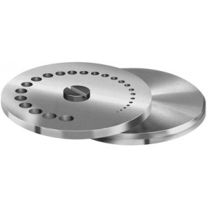 Table complète en acier trempé rectifié, Ø 50 mm, à 25 trous de Ø 0.2 mm à 5 mm