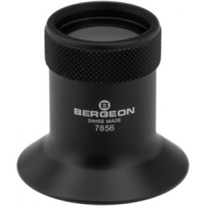 Loupe (micros) "Bergeon" en aluminium anodisé noir, avec bague moletée et lentille bi-convexe, No 1.5, grossissement 6.7x