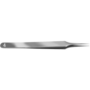 Brucelles en acier carbone Dumont, pointes 4, longueur 110 mm