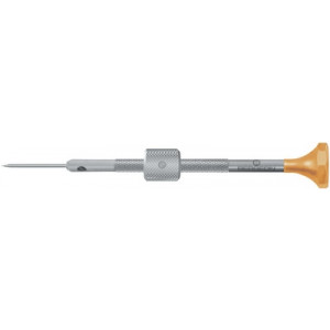 Tournevis d'horloger en acier inox, Ø 1.80 mm, tête ergonomique en matière synthétique POM autolubrifiant, avec tambour
