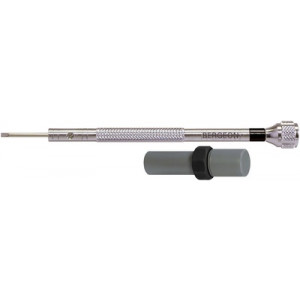 Tournevis d'horloger en laiton chromé, Ø 1.00 mm, avec 2 mèches de rechange en tube plastique