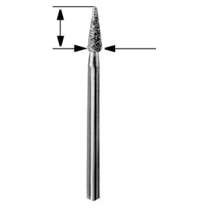 Meule diamantée pointe, Ø 2.50 mm, sur tige Ø 2.35 mm