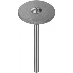 Meule en caoutchouc aggloméré avec poudre de carbure de silicium, rose, tendre, Ø 17 mm, épaisseur 2 mm sur tige Ø 2.35 mm