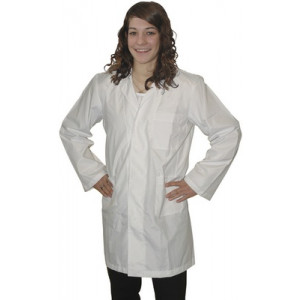 Blouse d'horloger antistatique, 3 poches, double col, fermeture à boutons pression, poignets réglables, blanche quadrillée, taille XXL