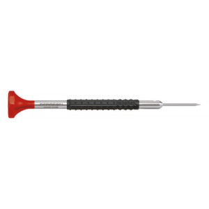 Tournevis d'horloger en acier inox, Ø 1.20 mm,  avec membrane en élastomère, tête ergonomique en matière synthétique POM autolubrifiant