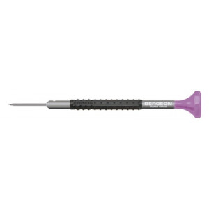 Tournevis d'horloger en aluminium, Ø 1.60 mm,  avec membrane en élastomère, tête ergonomique en matière synthétique POM autolubrifiant
