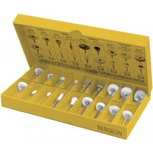 Assortiment de 18 petites brosses rudes, sur tige Ø 2.35 mm