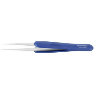 Brucelles ESD revêtues d'une membrane en caoutchouc-nitrile, pointes 3, longueur 125 mm