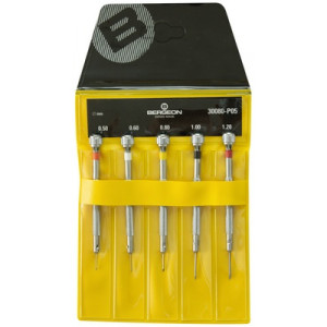 Assortiments de 5 tournevis d'horloger en laiton chromé