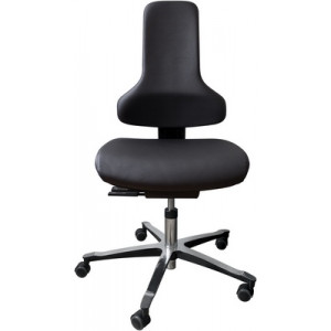 Chaise ergonomique Dauphin, rembourrage en similicuir, siège et dossier pivotant réglable, avec roulettes freinées pour sol dur