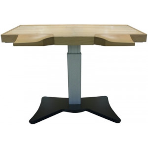 Etabli modulable avec pied électrique réglable, plateau en lamellé-collé avec accoudoirs en hêtre, 140 x 77 cm (accoudoirs compris)