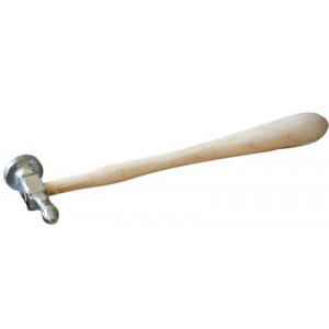 Marteau de ciseleur, manche en bois à poignée courbée, tête en acier, face plate, 55 x Ø 25 mm