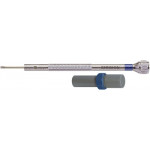 Tournevis d'horloger en laiton chromé, Ø 2.50 mm, avec 2 mèches de rechange en tube plastique