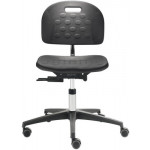 Chaise ergonomique Dauphin en polyamide noir, piètement à 5 branches avec roulettes freinées pour sol dur