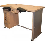 Etabli d'horloger SAV, plateau en bois reconstitué plaqué hêtre, avec 1 layette