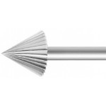Fraise de forme à denture fine, en acier outil, Ø tige 2.35 mm, angle 60°, longueur 44.5 mm, Ø 8.00 mm