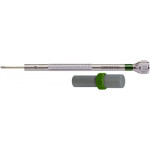 Tournevis d'horloger en laiton chromé, Ø 2.00 mm, avec 2 mèches de rechange en tube plastique
