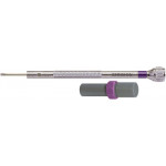 Tournevis d'horloger en laiton chromé, Ø 1.60 mm, avec 2 mèches de rechange en tube plastique