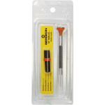 Tournevis d'horloger en aluminium, Ø 0.50 mm,  avec membrane en élastomère, tête ergonomique en matière synthétique POM autolubrifiant, avec 2 mèches de rechange en tube plastique