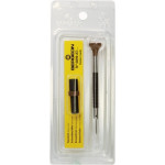Tournevis d'horloger en acier inox, Ø 3.00 mm,  avec membrane en élastomère, tête ergonomique en matière synthétique POM autolubrifiant, avec 2 mèches de rechange en tube plastique
