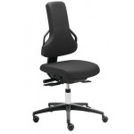 Chaise ergonomique Dauphin, rembourrage en similicuir, siège et dossier pivotant réglable, avec roulettes freinées pour sol dur