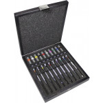 Assortiment de 10 tournevis d'horloger en laiton chromé, en coffret bois